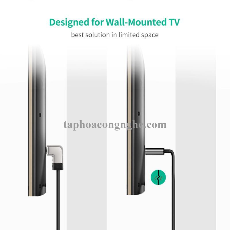 Ugreen 10280 3M màu Đen Cáp tín hiệu HDMI chuẩn 1.4 đầu góc 90 độ HD122 30010280